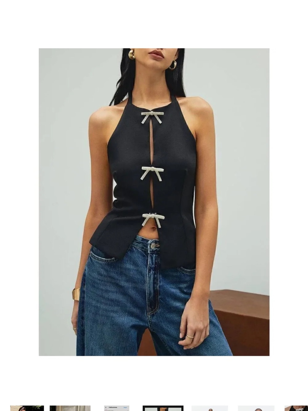 Zara • Halter Top • Medium • Jeweled Bows • Influencer Favorite